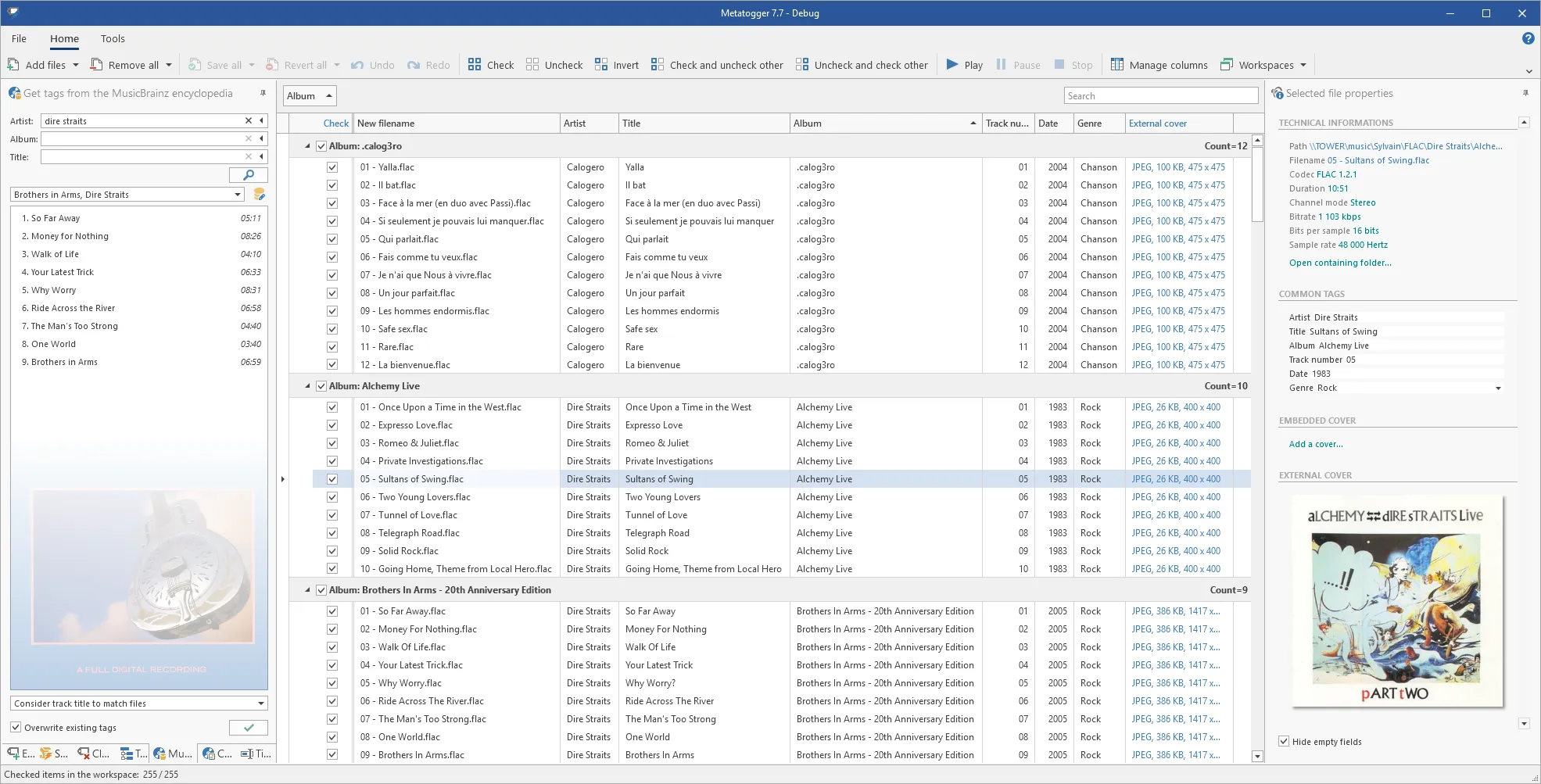 Screenshot of the Metatogger interface